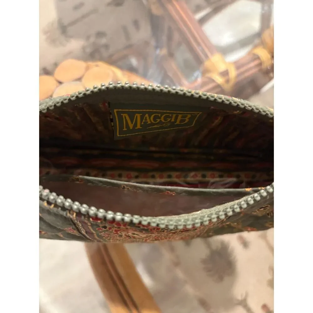 Maggie B Makeup Bag Green and Pink colored
